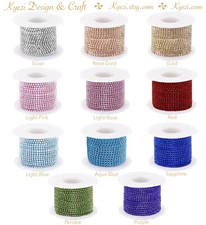 10 Yards 3mm Colorful Rhinestone Chain with Glass Crystal DIY Sewing Craft