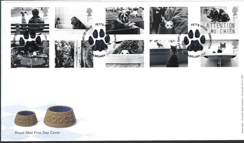GB 2001 CATS & DOGS SET on UNADDRESSED FIRST DAY COVER
