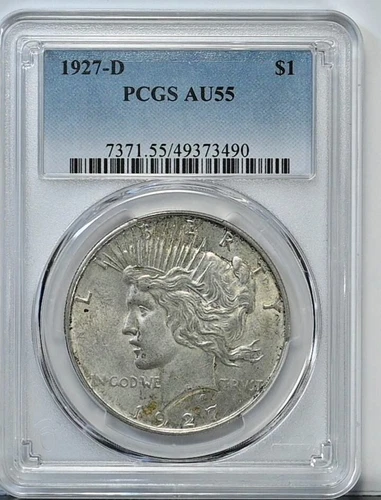 1927-D PEACE DOLLAR PCGS AU55 Graded Silver Dollar AU 55 7371