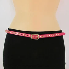 New Banana Republic Women Narrow Skinny Pink Fashion Belt Gold Studs XS S M L
