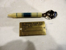 AC Spark Plug Brass Machine Plate & Bottle Opener