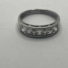 Solid .925 Sterling Silver Princess Cut CZ Ring Channel Set Band size 9