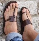 Handmade Leather Sandals Flip Flops Men in Italian Leather and Brown Flat