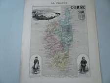 Korsika/Corse anno 1880, Karte, Vuillemin Alexandre Nice map, edited ca. 1880,