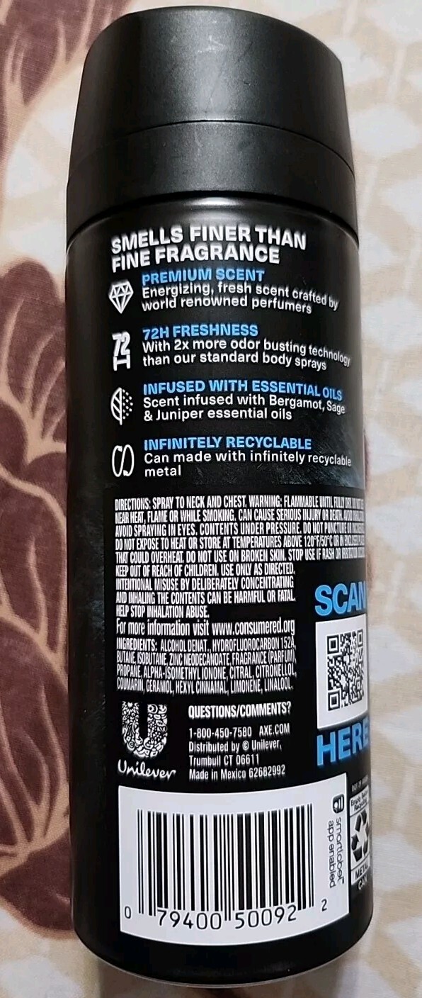 AXE Aqua Bergamot Fine Fragrance Body Spray Sage + Juniper 4 oz