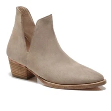 Free People Charm Double V Ankle Boots Block Heel Taupe Suede Size 9.5US