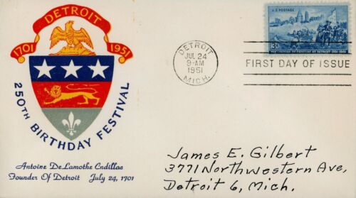 US 1000 FDC Cadillac Detroit Butzen 1st Cachet