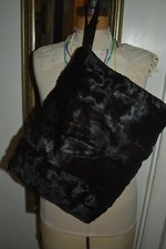 vintage black broadtail lamb fur hand warmer muff purse
