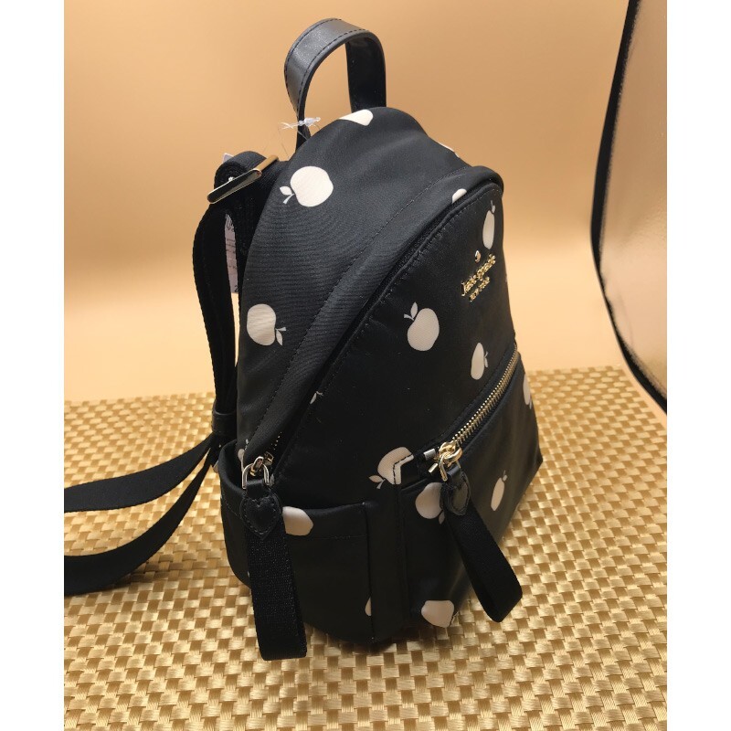 Kate Spade Chelsea Black White Apple Print Backpack Bag NWT  display picture 3