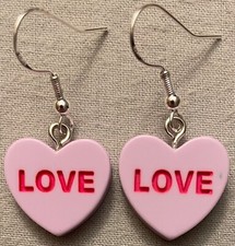 LOVE LT PURPLE CONVERSATION HEART EARRINGS -Resin w/SS Ear Wires VALENTINE'S DAY