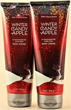 QTY 2 - Bath & Body Works WINTER CANDY APPLE Body Cream Lotion Moisturizer 8oz