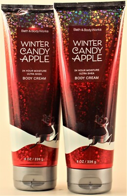 QTY 2 - Bath & Body Works WINTER CANDY APPLE Body Cream Lotion Moisturizer 8oz
