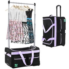 Rolling Dance Bag w/Garment Rack,Black Purple  Travel Garment Duffle Bag