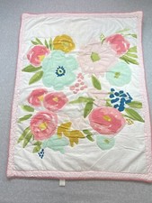 Cloud Island Floral Baby Blanket Pink Mint Green Polka Dot White Quilt Crib