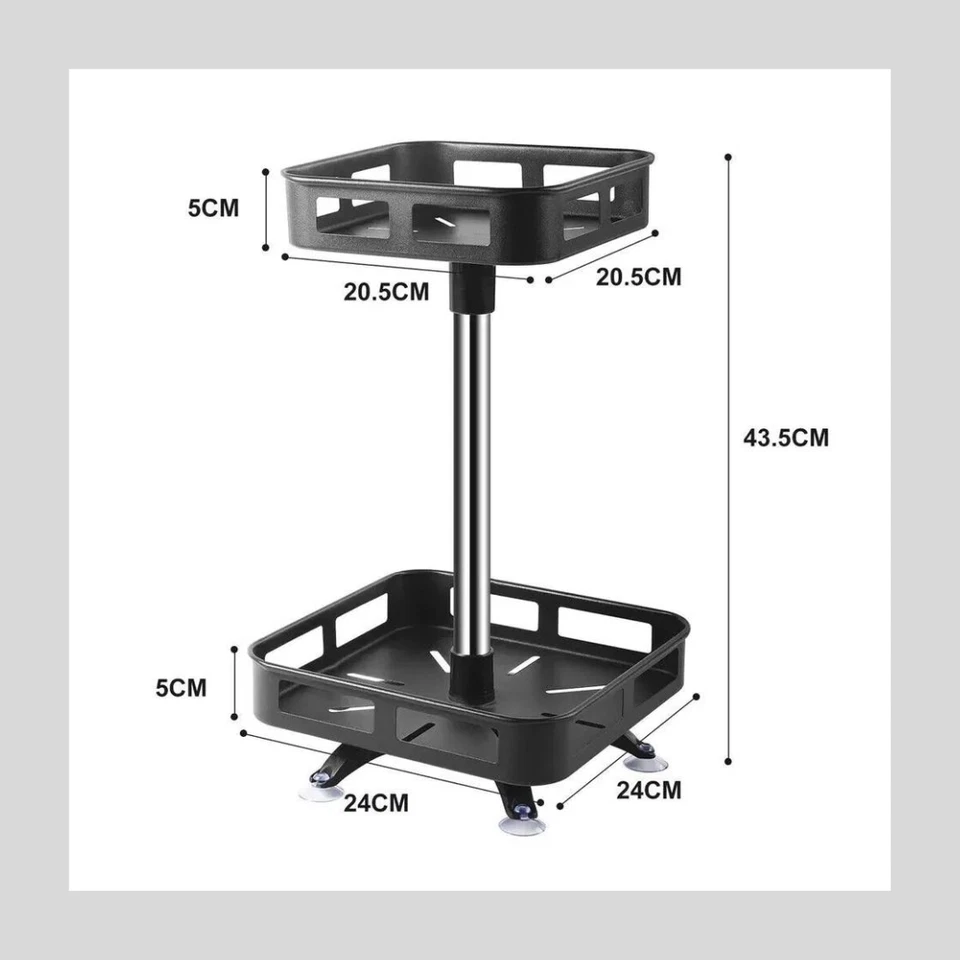 2 Tier Lazy Susan Turntable Rotating Spice Jar Rack 360 Kitchen Organiser Black - Image 3 of 4