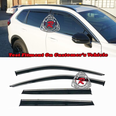 Fits 23-25 Honda CR-V Window Rain Guard Visors w/ Stainless Steel Chrome Trim
