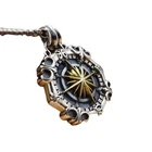 Mens Solid 925 Sterling Silver Compass Man Pendent with Chain N18