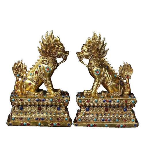 Vintage Chinese Bronze Gilded Feng Shui Bull Fortune Wealth Ox