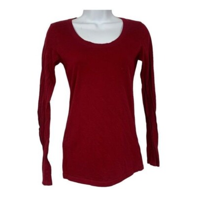 Womens Red Long Sleeve Scoop Neck Shirt By Active Basic - Size M