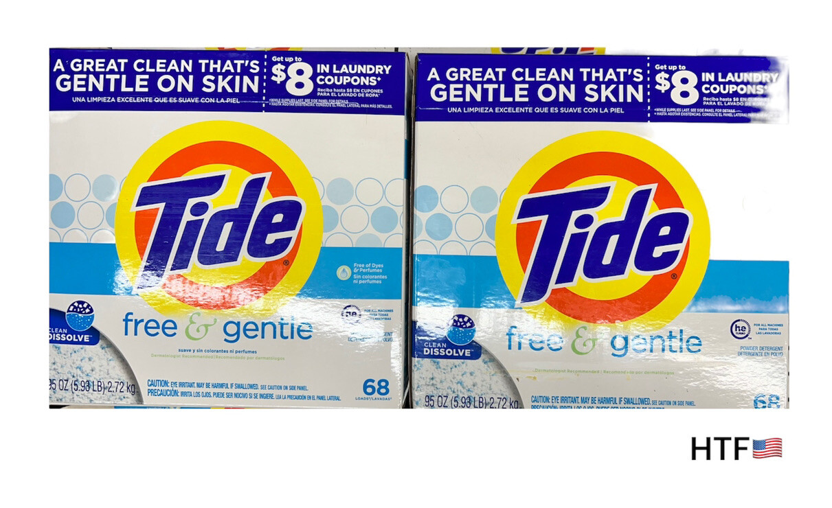 Tide Free & Gentle Powder Laundry Detergent 68 Loads New Lot of 2