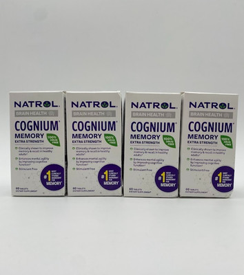 Natrol Cognium Memory Extra Strength Brain Health 60 Tablets X4 Exp 06/26