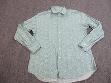 Canali Shirt Mens XL Green Floral Button Down Long Sleeve Made in Italy Cotton