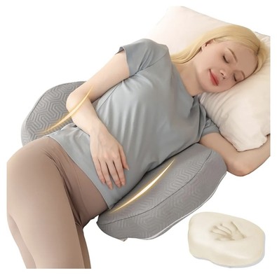 Chilling Home Schwangerschaftskissen zum Schlafen, Memory Foam Umstandskissen - Grau
