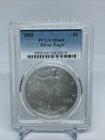 2002 $1 American Silver Eagle PCGS MS69 1 Ounce Fine Silver