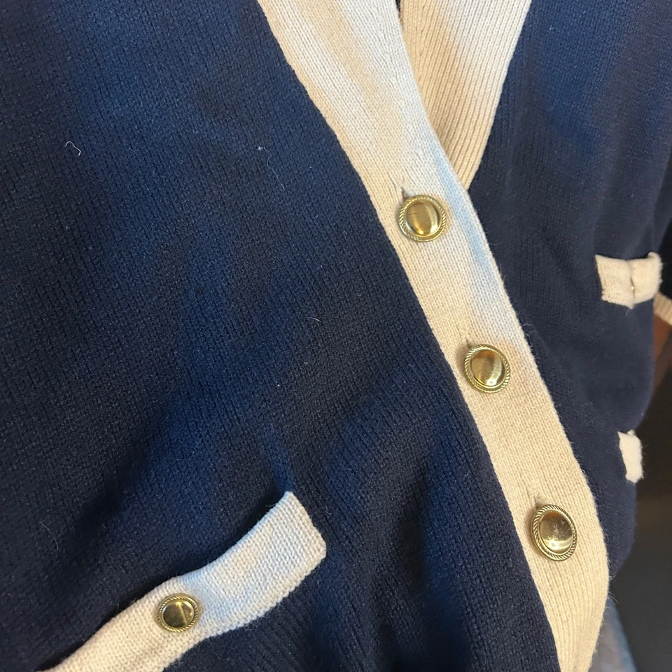 De colección Elisabeth Liz Claiborne Inc. Cárdigan suéter de mezcla de lana estilo náutico Foto 3 de 4