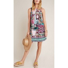 Anthropologie Amelia Mini Shift Dress M Multicolor Sleeveless Casual SI57