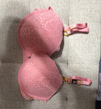 Victoria's Secret Pink Floral Lace Underwired Padded Push Up Bra 38C