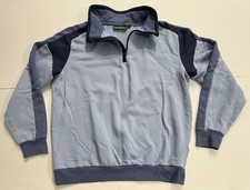 Vintage NORM THOMPSON Blue Colorblock 1/4 Zip Pullover Sweatshirt Mens Sz L