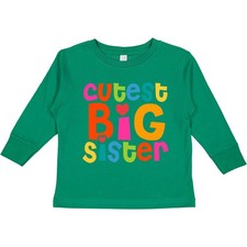 Inktastic Cutest Big Sister Toddler Long Sleeve T-Shirt Colorful Heart Bright