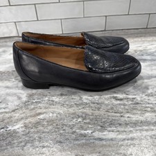 Clarks Unstructured Women  s 7 Black Leather Loafers Comfort Slip-On