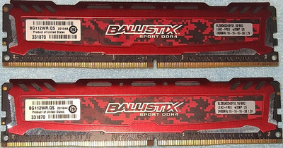 Crucial Ballistix Sport DDR4 DIMM 16GB (2x8GB) PC4-19200 288-Pin RAM