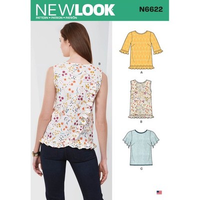 New Look 6622 Schnittmuster Misses Damen Plus Bluse Tops Größe 8-20 ungeschnitten