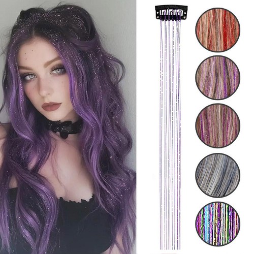 1/6 Stück Haar Lametta Clip in Haar Lametta Set Glitzer Lametta Haarverlängerungen❀ - Bild 6 von 20