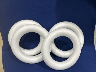 (4) NEW White Styrofoam Wreath Base Craft Ring Durable polystyrene material 7.9''