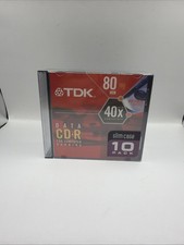 TDK 10 PACK DATA CD-R SLIM CASE 80 MINUTES 700 MB 40x COMPATIBLE NEW SEALED