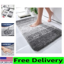 Plush High Pile Microfiber Bath Mat 24x16 - Stylish Home Accessory in Grey