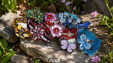 Handmade Glass Seed Bead Floral Bracelet Enamel Pendant 7.5" Wholesale Lot 12 PC