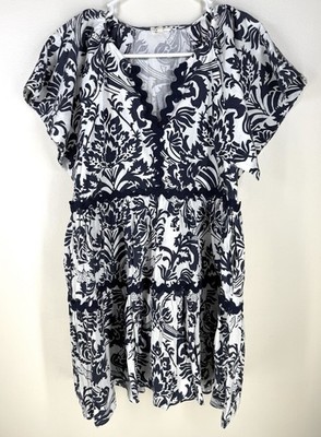 Jodifl Floral Tiered Ruffle Cap Sleeve Mini Dress Women's Size S Lined Pockets