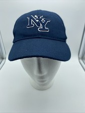 Youth Blue NY Baseball Cap Hat Hook  Loop Kids