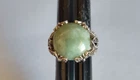 Vintage 925 Sterling Silver Cabochon Cut Green Jade Size 6 Ring Fine Cd 10.27 g