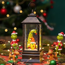 10'' Christmas Gnomes Snow Globe Lantern Lighted Whimsical Christmas Tree S...