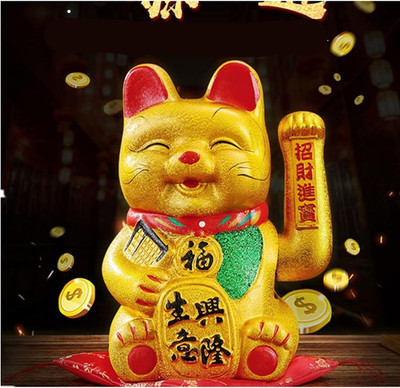 Lucky Cat,Beckoning Ceramic Maneki Neko Lucky Fengshui Cat, | Japanese Lucky