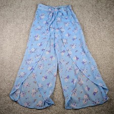 Rare Editions Floral Printed Yextured Chiffon Pants Girls Size 10 Blue