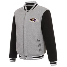 JH Design Baltimore Ravens Jacket Reversible Fleece Collar Snap Up Coat