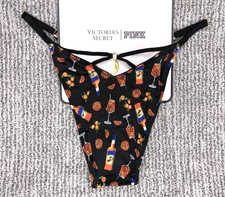 Victoria's Secret Very Sexy NWT XXL Black Strappy Adjustable Brazilian Panty