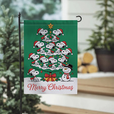 Stacked Puppy Christmas Tree Flag   Funny Holiday Decoration